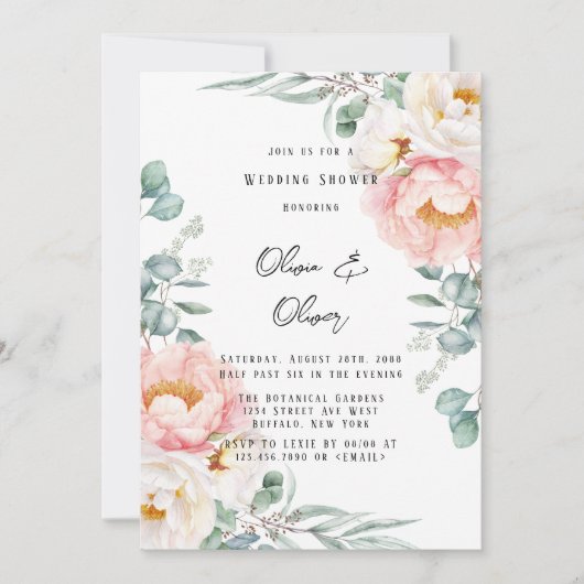 Elegant roze volken Eucalyptus Weddenschap Shower Kaart (Voorkant)