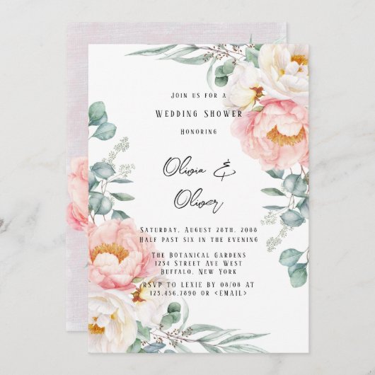 Elegant roze volken Eucalyptus Weddenschap Shower  Kaart (Voorkant / Achterkant)