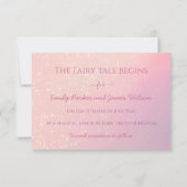 Elegant roze vonken Assepoester sprookje Save The Date (Achterkant)