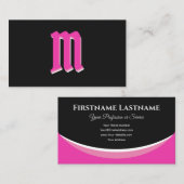 Elegant roze vormen op zwart monogram 3d effect visitekaartje (Voorkant / Achterkant)
