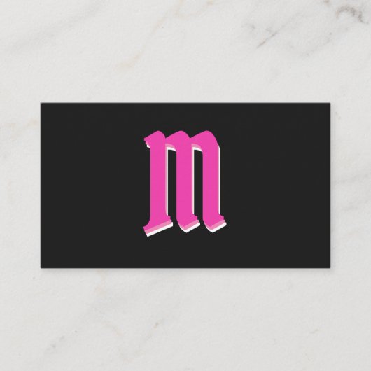 Elegant roze vormen op zwart monogram 3d effect visitekaartje (Voorkant)