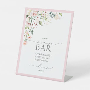 Elegant roze Vrijgezellenfeest Mimosa Bar Reclamebord Met Voetstuk