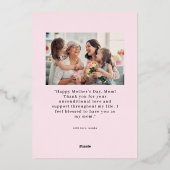 elegant roze Waterverf 1 foto blij moederdag Folie Feestdagenkaart (Achterkant)