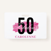 Elegant Roze Waterverf 50ste Verjaardagsfeestje Badge (Achterkant)