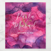 Elegant roze Waterverf Achtergrondhuwelijk Wijn Etiket (Enkel label)