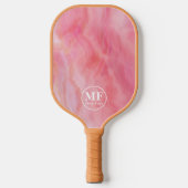 Elegant roze Waterverf Agate Pattern - Monogram Pickleball Paddle (Voorkant)