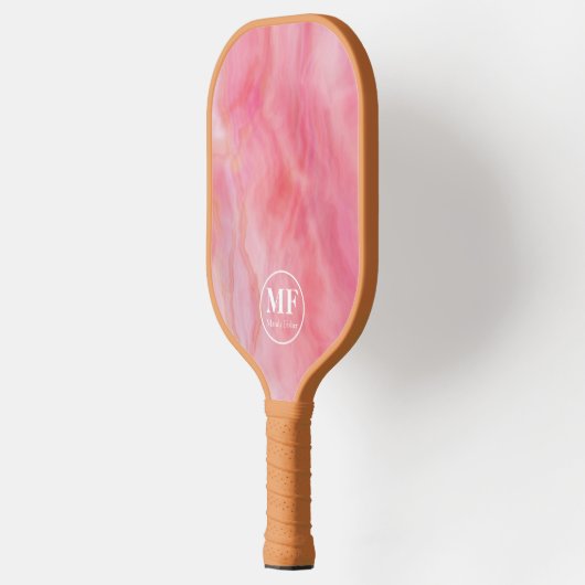 Elegant roze Waterverf Agate Pattern - Monogram Pickleball Paddle (Links)