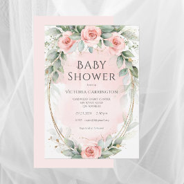Elegant roze Waterverf Baby Girl Shower Kaart
