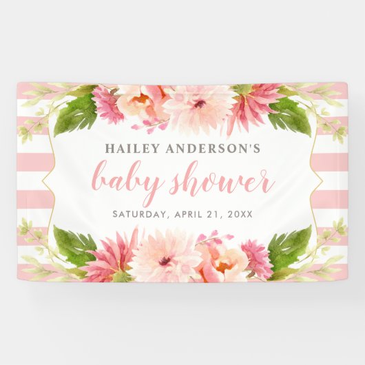Elegant roze Waterverf Baby Girl Shower Spandoek (Horizontaal)