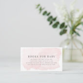 Elegant Roze Waterverf Baby shower Boek Aanvraag Visitekaartje (Staand voorkant)