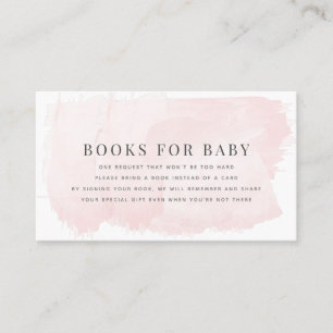Elegant roze Waterverf Baby shower Book Request Visitekaartje