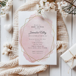 Elegant roze Waterverf Baby shower Kaart