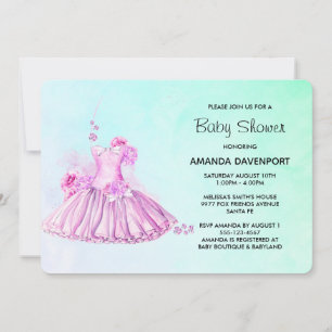 Elegant roze Waterverf ballet Baby shower Kaart