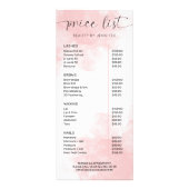 Elegant roze Waterverf Beauty Services Prijslijst Reclamekaart (Voorkant)
