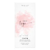 Elegant roze Waterverf Beauty Services Prijslijst Reclamekaart (Achterkant)