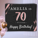 Elegant roze Waterverf Black 70th Birthday Fleece Deken<br><div class="desc">Elegant roze Waterverf Black 70th Birthday Fleece Blanket. Pas het aan met jouw naam,  datum en leeftijd.</div>