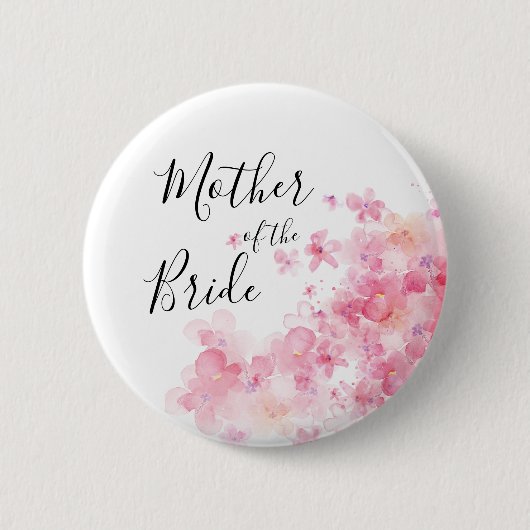 Elegant roze waterverf bloem moeder bruid ronde button 5,7 cm (Voorkant)