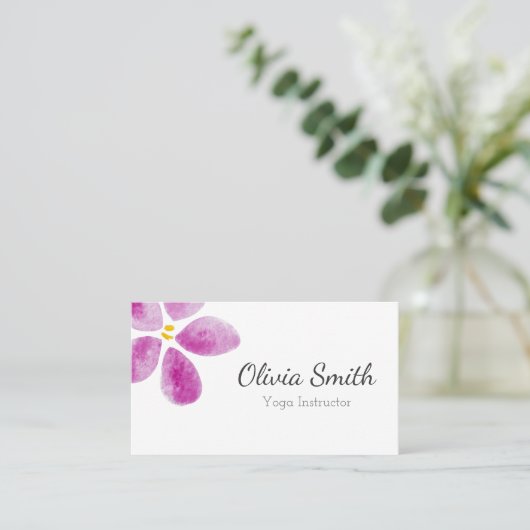 Elegant roze waterverf bloem visitekaartje (Staand voorkant)