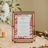 Elegant Roze Waterverf Bloemen Aangepaste Bruiloft Menu