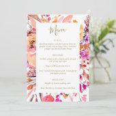 Elegant Roze Waterverf Bloemen Aangepaste Bruiloft Menu (Staand voorkant)