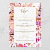 Elegant Roze Waterverf Bloemen Aangepaste Bruiloft Menu (Voorkant)