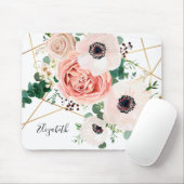 Elegant roze Waterverf bloemen botanisch Muismat (Met muis)