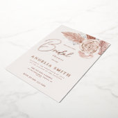 Elegant Roze Waterverf Bloemen Vrijgezellenfeest E Folie Uitnodiging (Gedraaid)