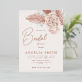 Elegant Roze Waterverf Bloemen Vrijgezellenfeest E Folie Uitnodiging (Staand Voorkant)