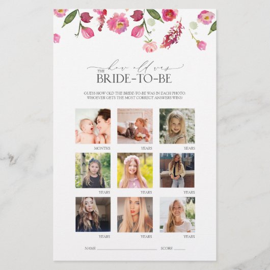 Elegant Roze Waterverf Bloemen Vrijgezellenfeest G (Voorkant)