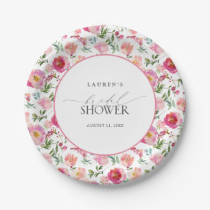 Elegant Roze Waterverf Bloemen Vrijgezellenfeest Papieren Bordje