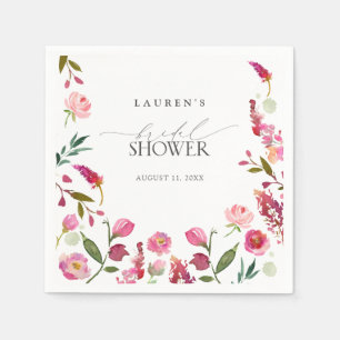 Elegant Roze Waterverf Bloemen Vrijgezellenfeest Servet