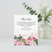 Elegant Roze Waterverf Bloemenmonument Bedankkaart (Staand voorkant)