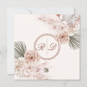 Elegant Roze Waterverf Bloemige Monogram Bruiloft Bedankkaart (Voorkant)