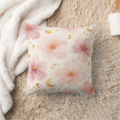 Elegant Roze Waterverf Bloemmotief Kussen (Deken)