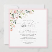 Elegant roze Waterverf Botanische Bridal Brunch Kaart (Voorkant)