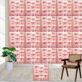 Elegant Roze Waterverf Bows Patroon Behang
