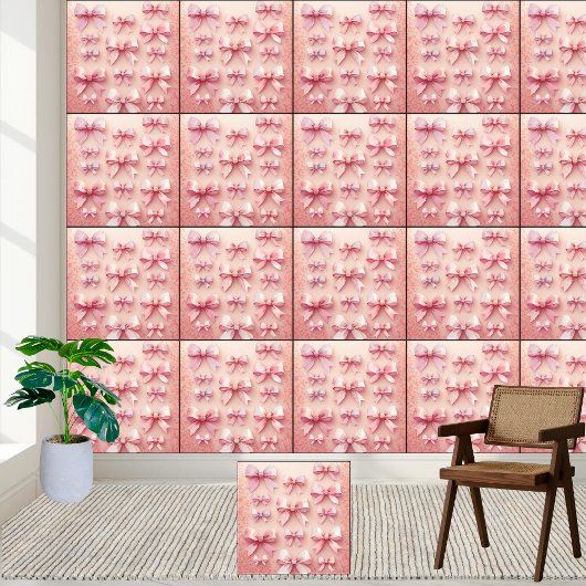 Elegant Roze Waterverf Bows Patroon Behang