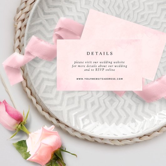 Elegant Roze Waterverf Bruiloft Website / Details Informatiekaartje