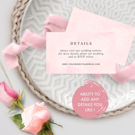 Elegant Roze Waterverf Bruiloft Website / Details Informatiekaartje