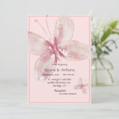 Elegant roze Waterverf Butterfly Kaart (Staand voorkant)