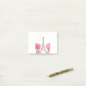 Elegant roze waterverf Eiffeltoren Parijs Post-it® Notes (Op bureau)