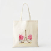 Elegant roze waterverf Eiffeltoren Parijs Tote Bag (Voorkant)