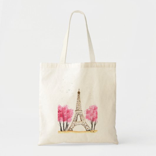 Elegant roze waterverf Eiffeltoren Parijs Tote Bag (Voorkant)