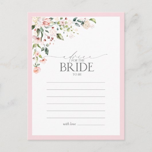 Elegant roze Waterverf Floral advies aan de Bride Briefkaart (Voorkant)