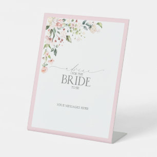 Elegant roze Waterverf Floral advies aan de Bride Reclamebord Met Voetstuk