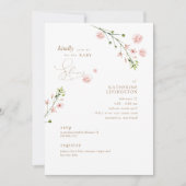 Elegant roze Waterverf Floral Baby shower Kaart (Voorkant)
