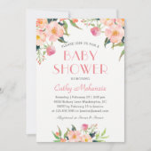 Elegant roze Waterverf Floral Baby shower Kaart (Voorkant)