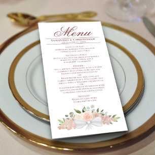 Elegant roze Waterverf Floral Boho Chic Wedding Menu