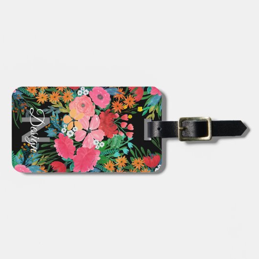 Elegant roze waterverf Floral Bouquet Design Bagagelabel (Voorkant horizontaal)