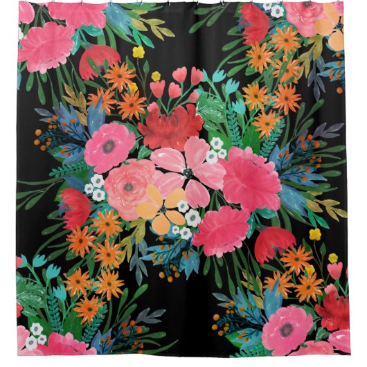 Elegant roze waterverf Floral Bouquet Design Douchegordijn (Voorkant)
